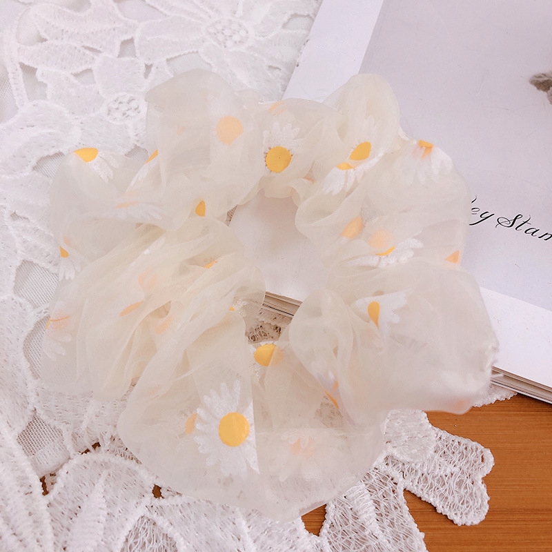 Dây Cột Tóc Lưới In Hình Hoa Cúc Nhỏ Dễ Thương Cho Nữ