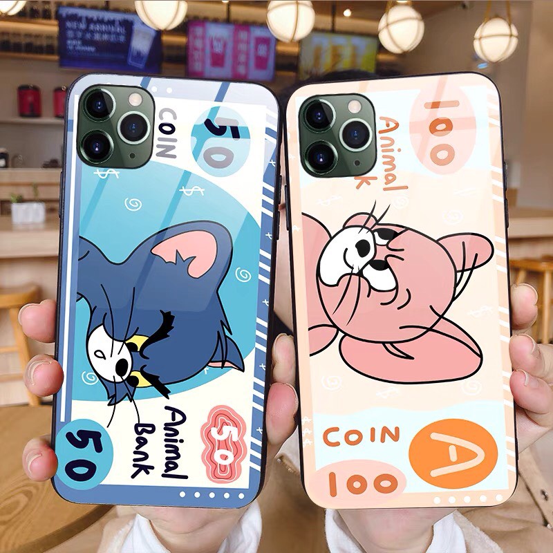 Ốp lưng iphone kính cặp đôi tom và jerry case 14plus 14 pro max 13 12 promax 11 mini 6 6s 7 8 plus x xr xs Se