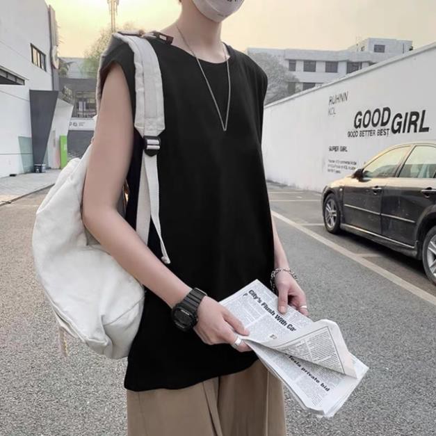 Áo thun sát nách unisex form rộng Trơn tanktop nam nữ ulzzang Wind 💯 .