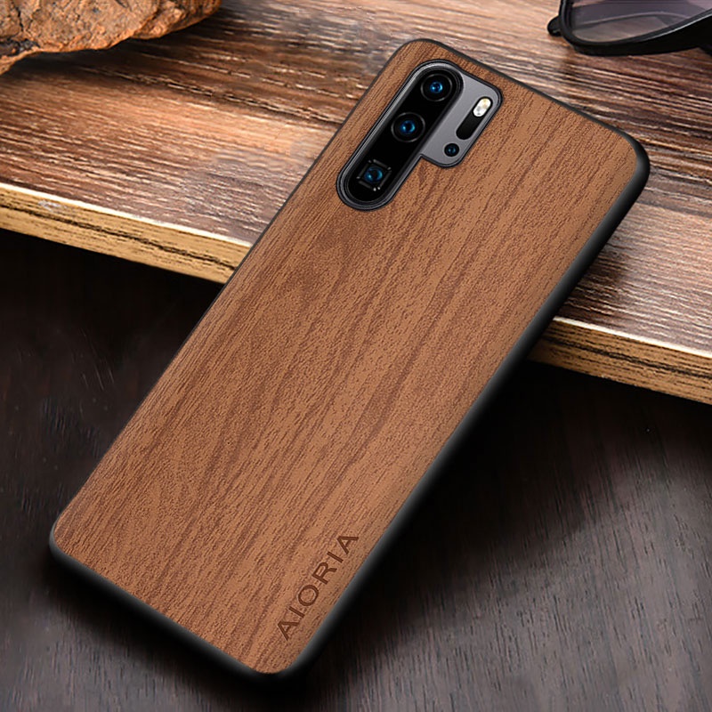 Ốp Bao Da Điện Thoại pu Họa Tiết Vân Gỗ Cho huawei p30 pro lite