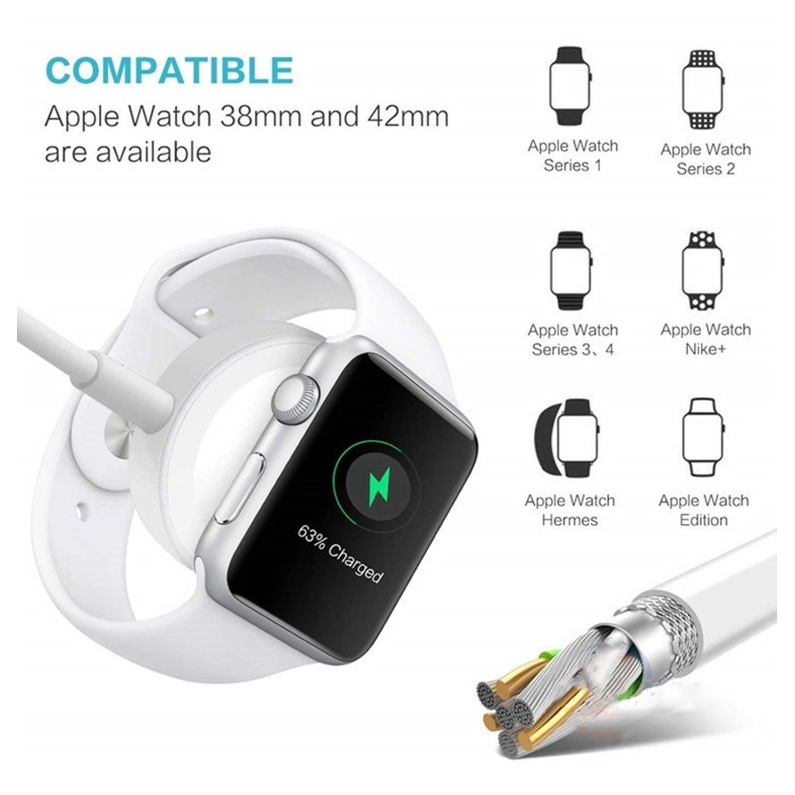 Đế sạc nam châm ko dây 2 trong 1 thích hợp cho Apple Watch Se 6 5 4 3 IP11 12 Xs Max Xr 7 8 Plus