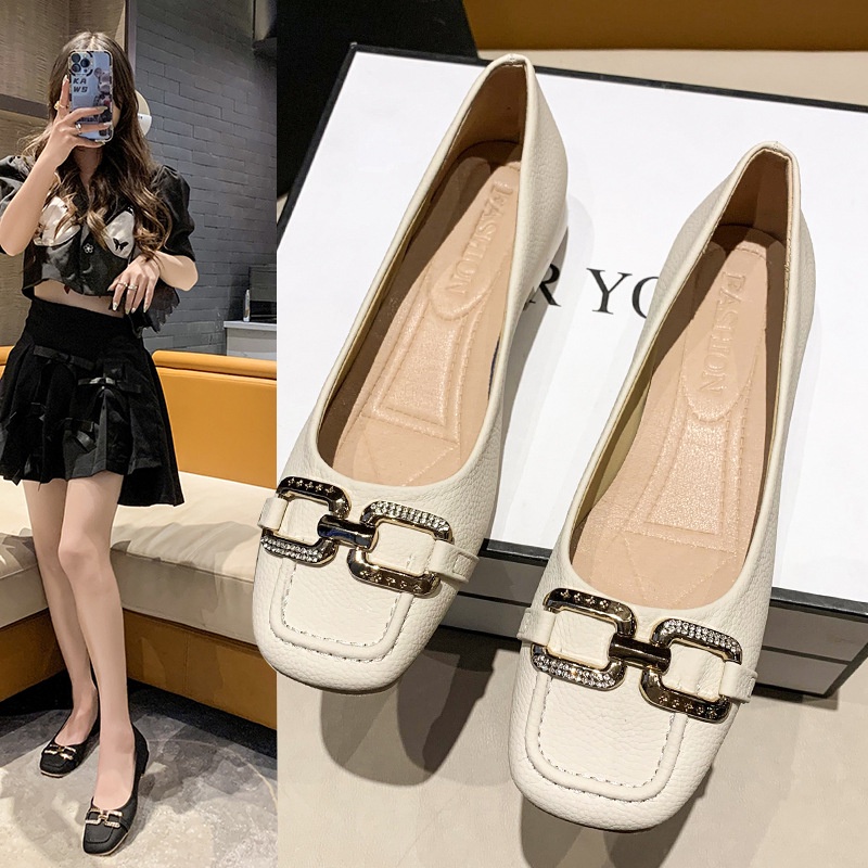 Giày búp bê IELGY mũi vuông đế mềm kiểu Pháp thời trang cho nữ
