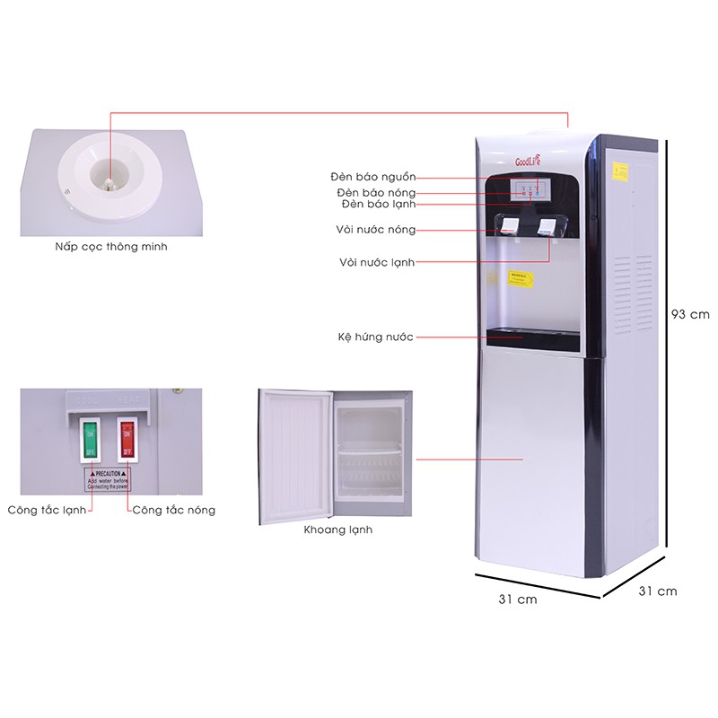 Hàng thanh lý 90% - Cây nước nóng lạnh Goodlife LN05