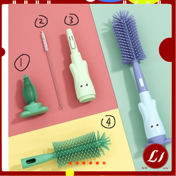 Cọ bình nước, sữa SILICON 3 Chi tiết tháo rời tiện lợi (dài 28cm)