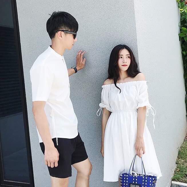 Đồ đôi nam nữ đẹp Set áo váy sơ mi Hàn Quốc dáng dài TRUNGNGUYEN COUPLE STORE