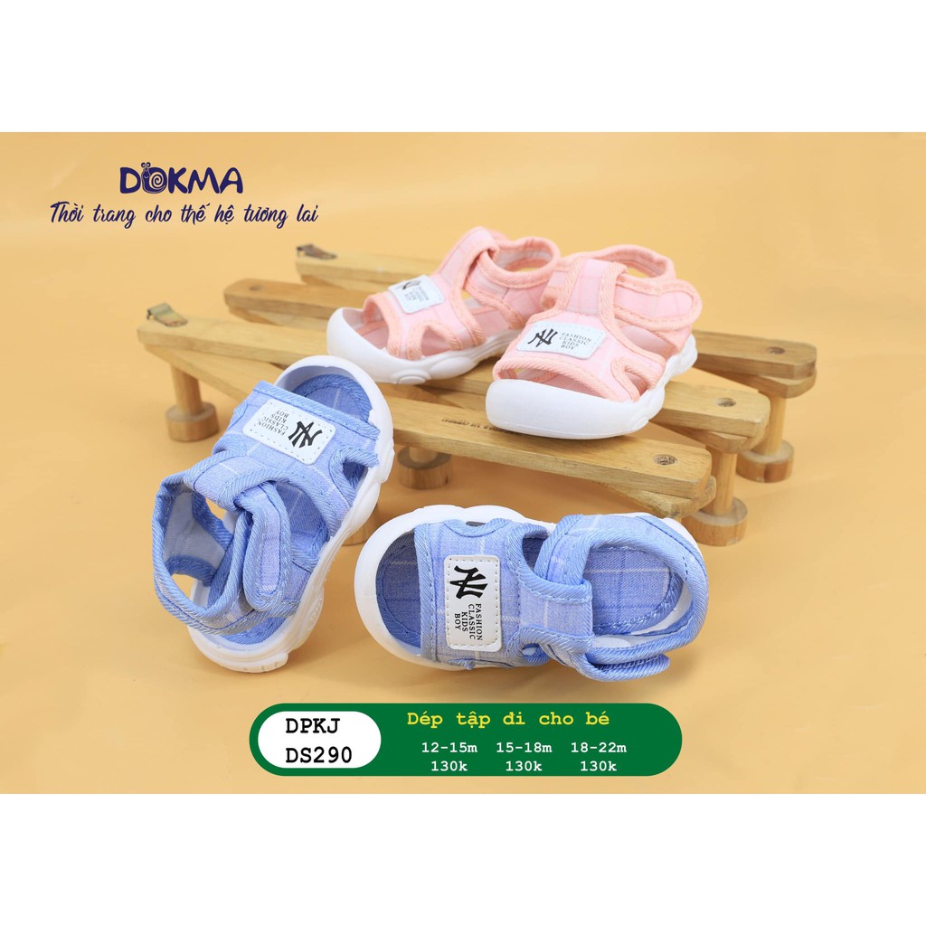 (lòng dép 13,5cm) Giày dép tập đi Dokma - quai cotton mềm mại, đế cao su non dẻo dai (DS290)