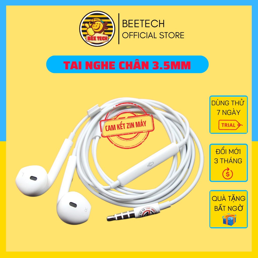 Tai nghe chân tròn , chân 3.5mm BEETECH hàng zin bóc máy nhà táo