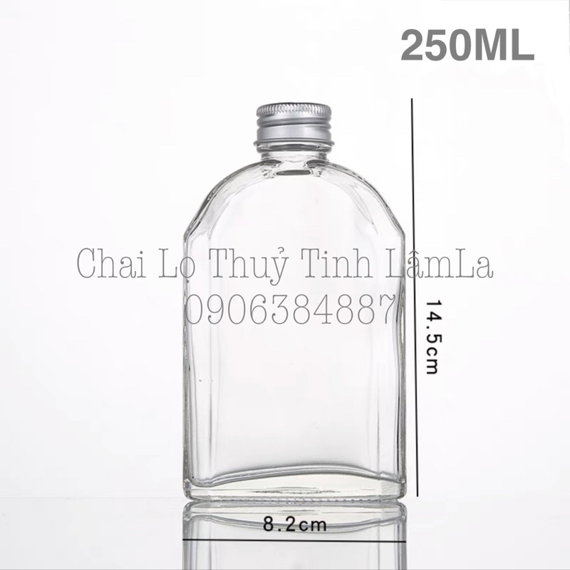 Chai Thuỷ Tinh Dẹp Vai Bầu Nắp Nhôm 100ml- 200ml -250ml- 350ml - 500ml