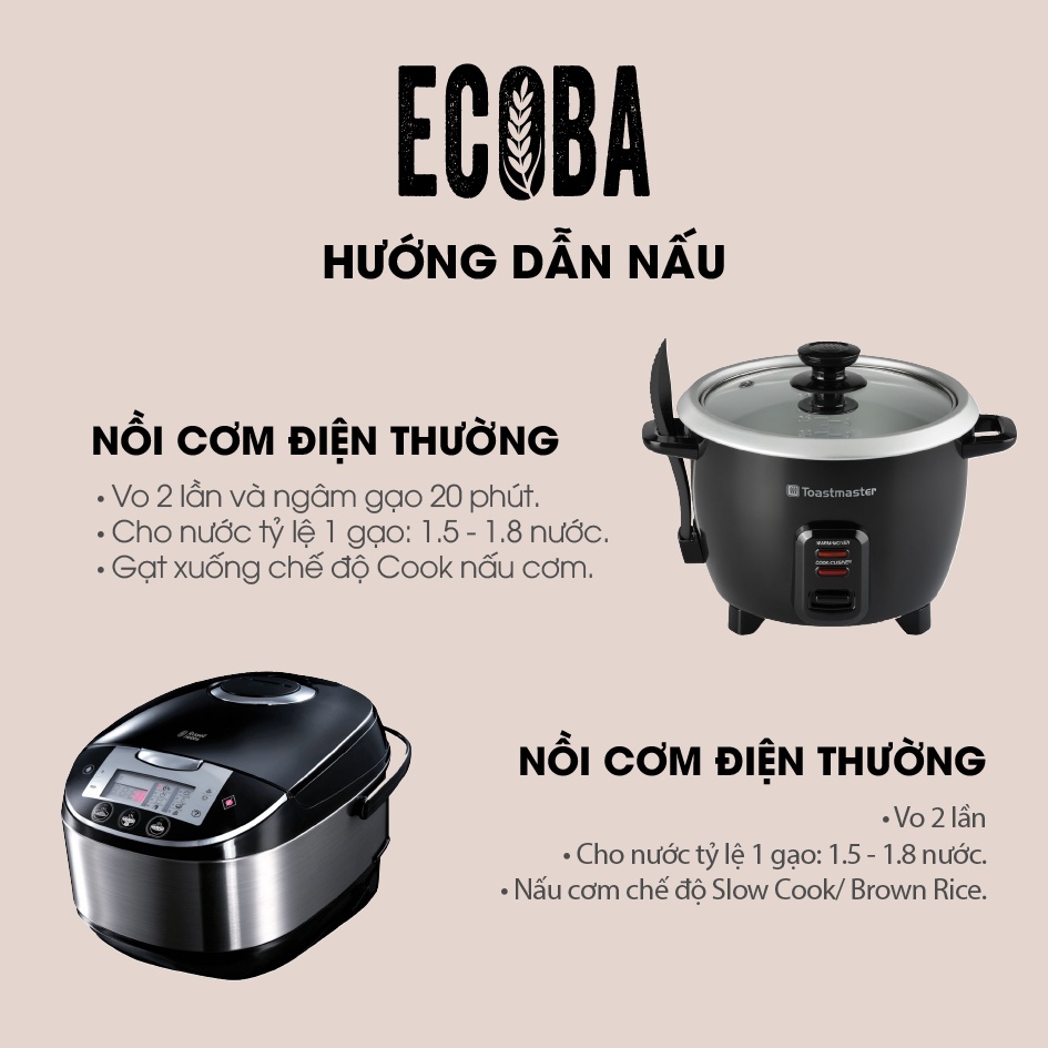 Gạo lứt đen hữu cơ/ Ecoba Huyền Mễ 1kg - Combo 3 hộp (tổng 3kg)