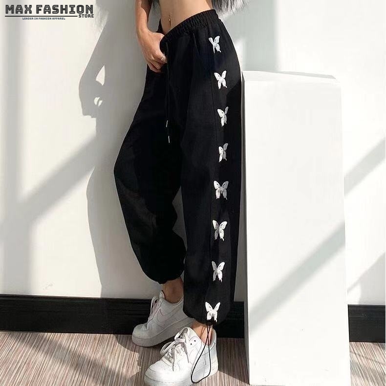 [Mã FAGREEN55 giảm 10% tối đa 30K đơn 99K] Quần dài ống rộng in hình bướm cá tính thời trang jogger phong | BigBuy360 - bigbuy360.vn