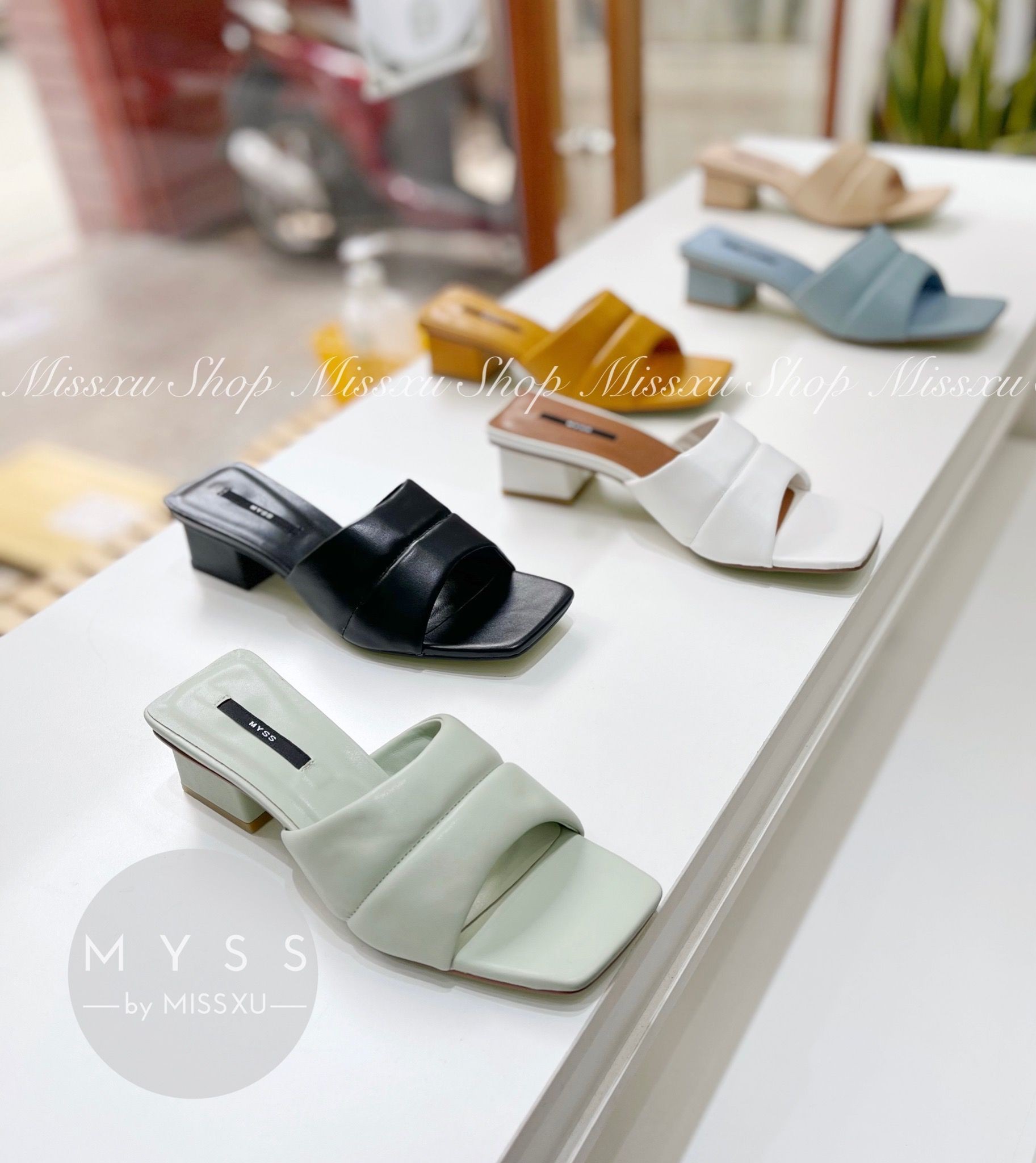 Giày guốc nữ quai ngang chạy chỉ giữa 3cm thời trang MYSS - SU113