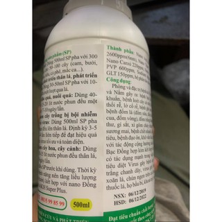 Phân bón NANO BẠC ĐỒNG SUPER 500ml