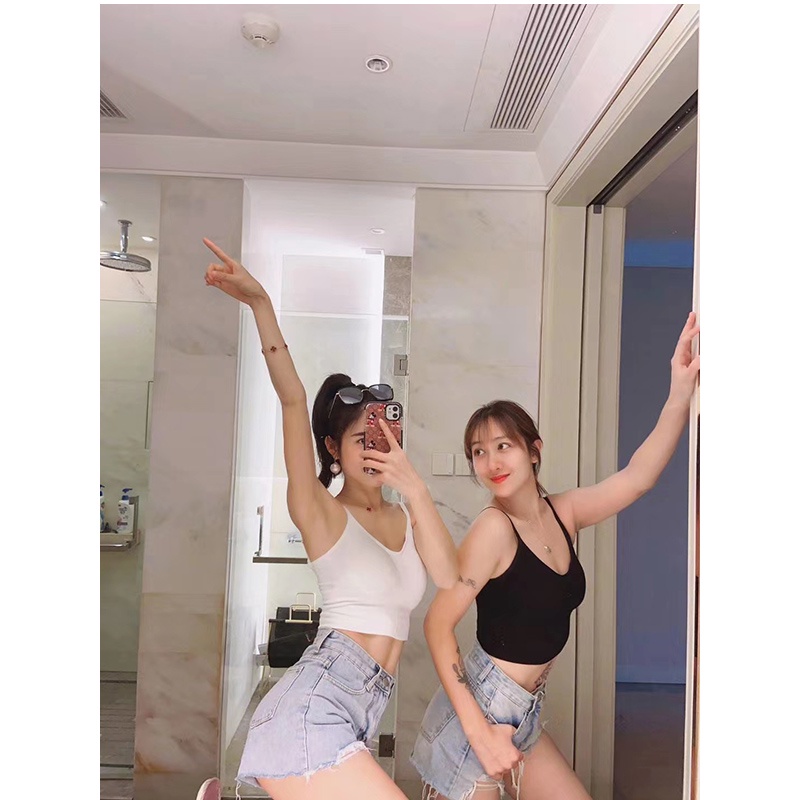 Áo Ngực Thể Thao Hai Dây Cổ Chữ U Có Mút Đệm Không Đường May Lưng Quyến Rũ Dành Cho Nữ