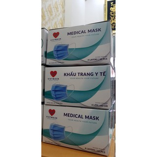 Khẩu Trang Y Tế Kháng Khuẩn VIETMASK 4 Lớp Chuẩn Quốc Tế (1 Hộp - 50 Cái)