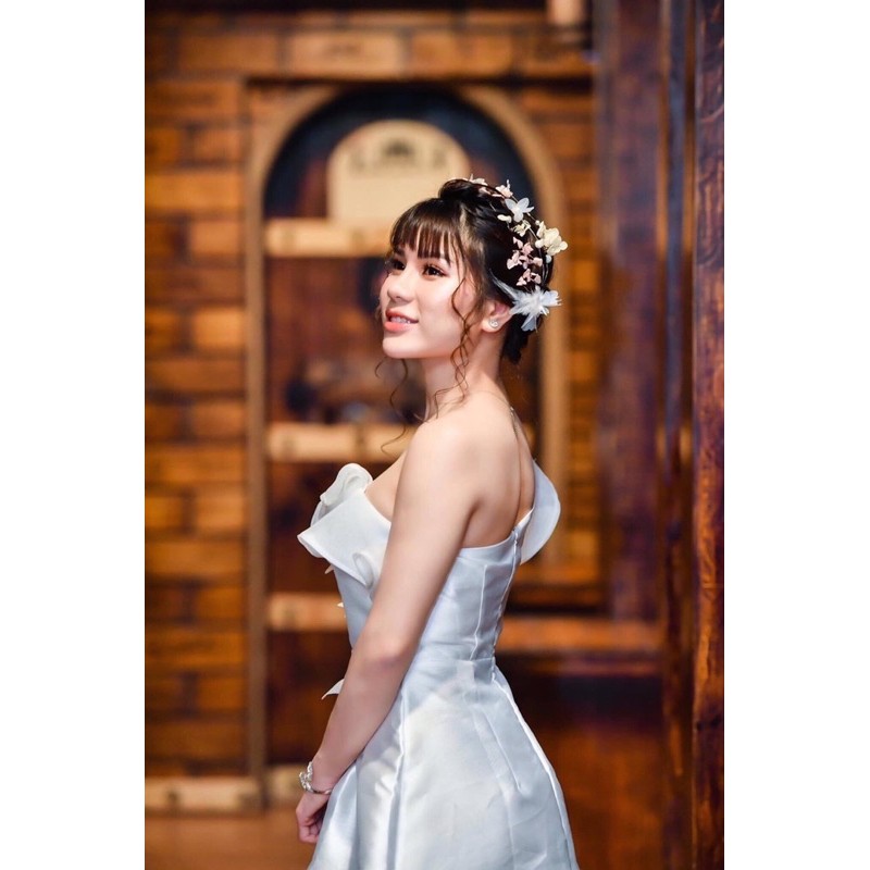 Đầm sang trọng đầm trắng dáng xoè Taffta dự tiệc đi chơi sang đẹp MN105 - Đầm Váy Mina