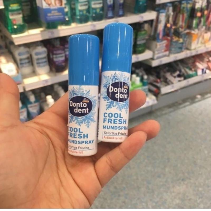Xịt thơm miệng Dontodent cool fresh15ml giúp diệt khuẩn loại bỏ mùi hôi mang lại hơi thở thơm mát dễ chịu -mẹ bean bon