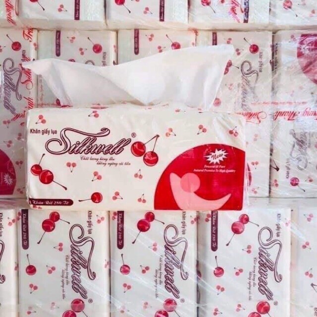 Khăn Giấy Rút Silkwell 1 Gói 280 Tờ cheryy táo đỏ 2 lớp