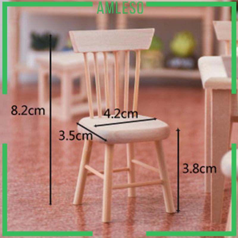 Mô hình ghế ngồi bàn ăn bằng gỗ không sơn thủ công trang trí nhà cửa