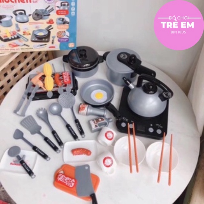 Bộ đồ chơi nấu ăn 36 món có bếp có nhạc và đèn, thiết kế y như thật cho bé