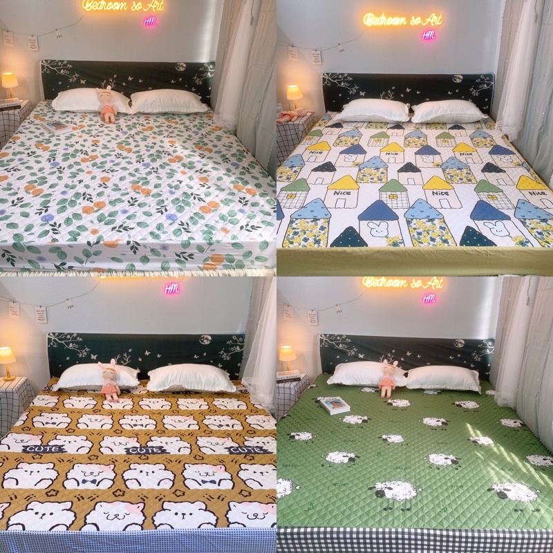 Ga chống thấm Cotton trần bông cao cấp MUSO dùng thay ga giường siêu tiện lợi. shop uy tín