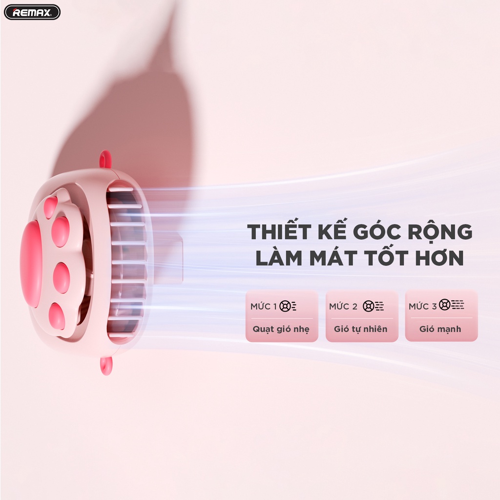 Quạt mini đeo cổ cute Remax F6, quạt có dây treo cổ mèo dễ thương hợp với học sinh sinh viên đi học, đi làm, dã ngoại