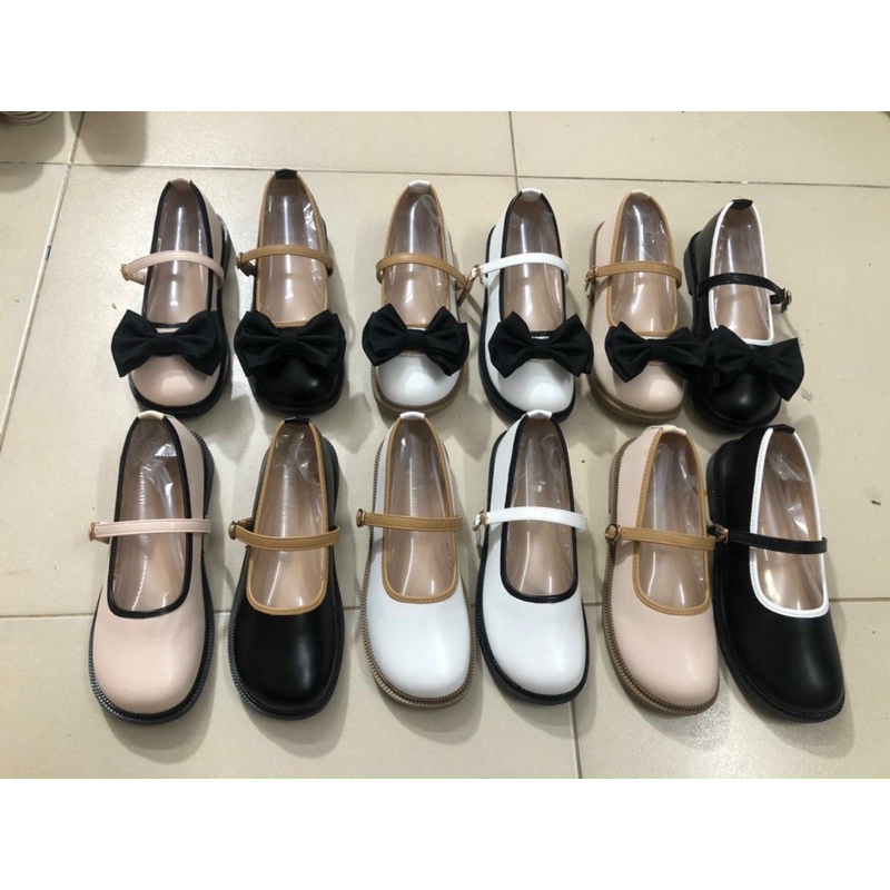 Giày búp bê nữ Viền Basic  đế bằng, chất da mềm, giày lolita phong cách cổ điển