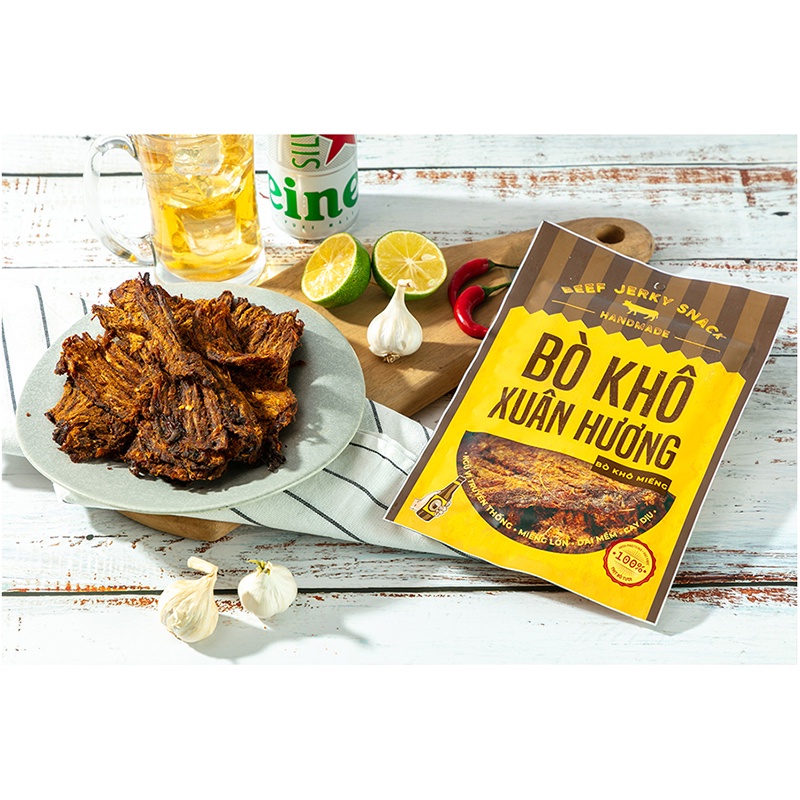 Bò khô miếng vị truyền thống Xuân Hương thịt bò khô tươi nguyên chất ngon đậm đà hương vị đồ ăn vặt Nonglamfood | BigBuy360 - bigbuy360.vn