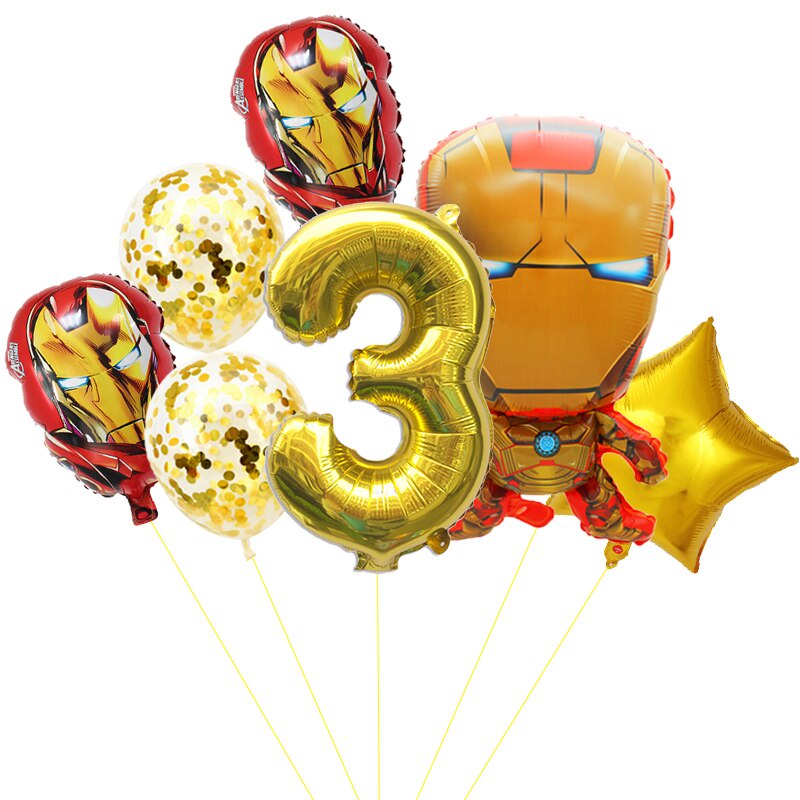 Set 7 bong bóng lá nhôm họa tiết siêu anh hùng trang trí tiệc sinh nhật cho bé