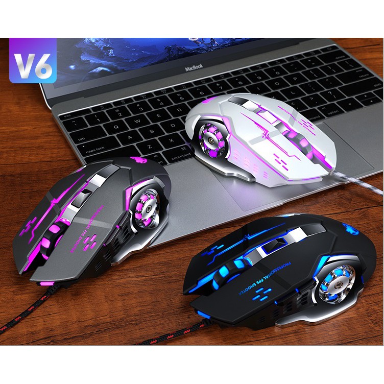 Chuột máy tính gaming có dây V6 Đèn led 7 màu siêu đẹp