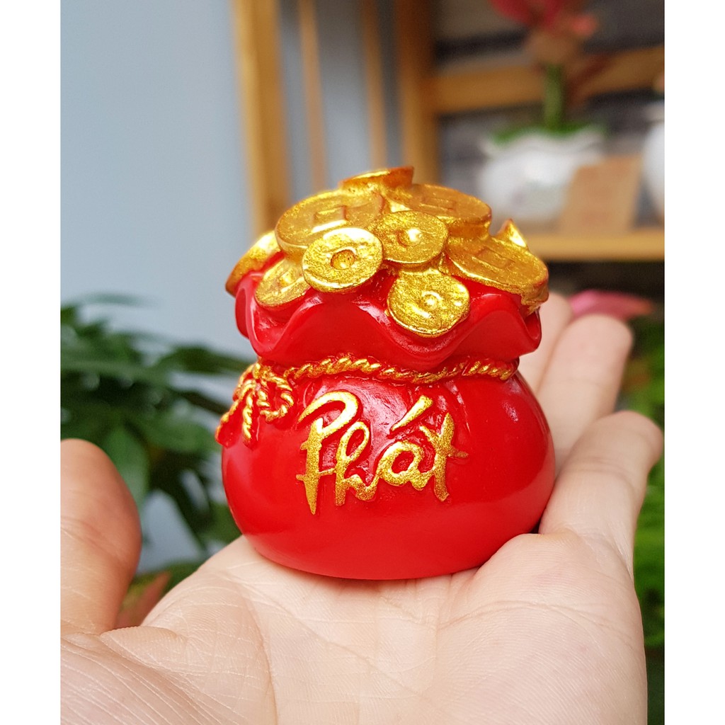 Túi vàng đỏ chữ PHÁT thuần Việt - Phát Tài Phát Lộc 6cm