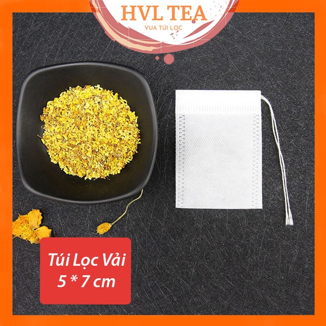 100 Túi Lọc Trà, Thảo Dược, Cà Phê Có Dây Rút, kích thước, Chất Liệu Vải Không Dệt  - HVL TEA