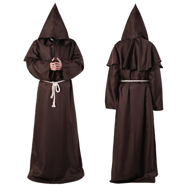 Áo choàng phù thủy nam Kitô giáo phục vụ tu sĩ thời trung cổ Halooween