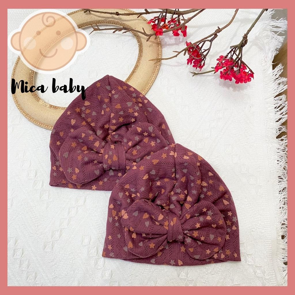 Mũ nón turban thắt nơ đỏ đô đậm tym sao đáng yêu cho bé từ Mica baby MTB84