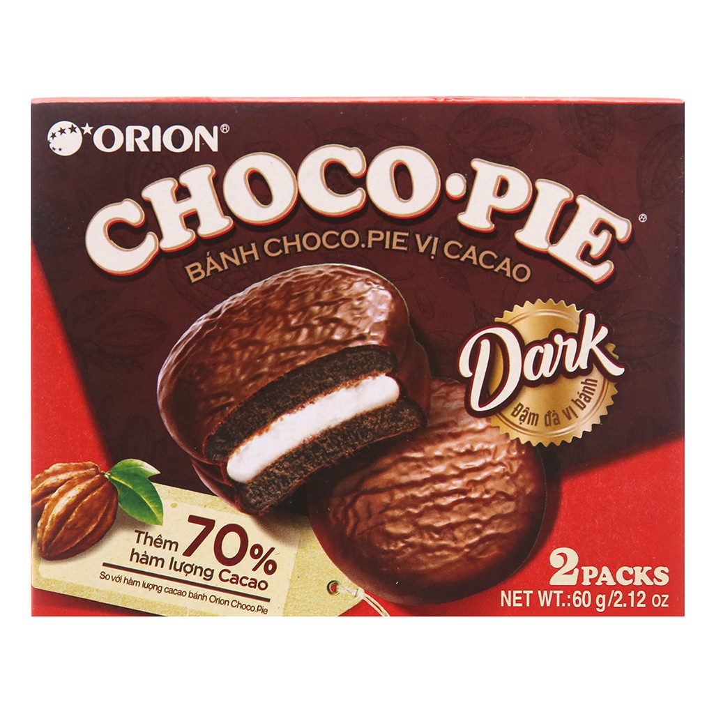 Bánh vị ca cao Choco-pie Dark hộp 60g (2 cái)