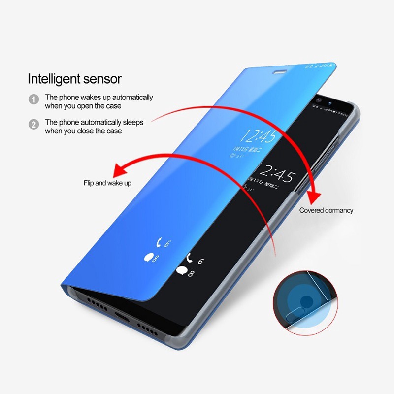 Bao da điện thoại nắp lật mặt gương nhìn màn hình thông minh cho OPPO A5 2020 A9 2020 Reno 2 2F F11 Pro Realme 3 Pro Realme 3