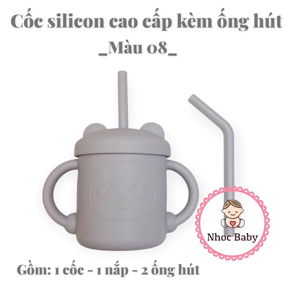 Cốc tập hút silicon hình gấu dễ thương cho bé kèm ống hút