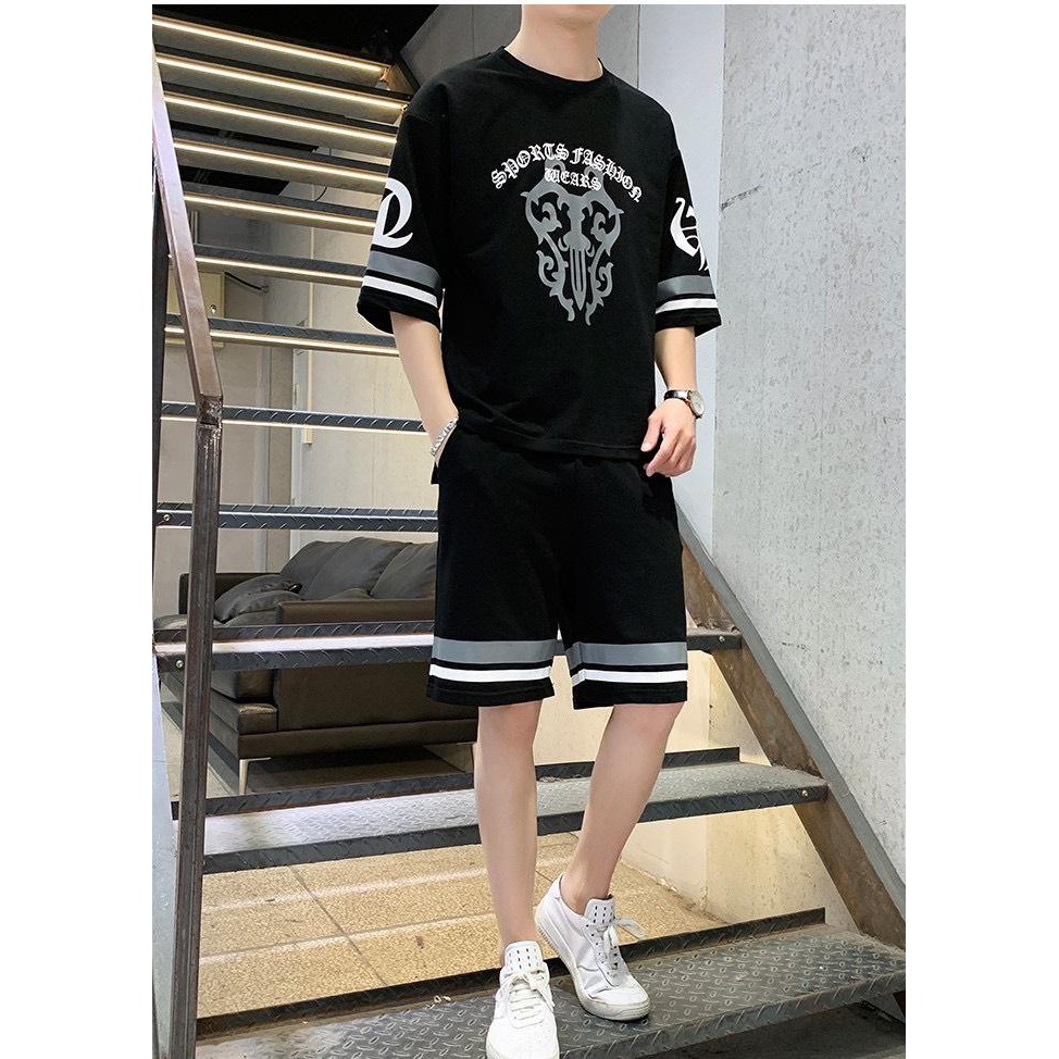 Đồ Bộ Hè Thể Thao Mặc Nhà Nam In Hoa Văn HV02 Tặng 1 KT