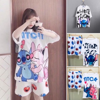 [SIÊU HOT] Set hoạt hình áo thun STITCH + quần sooc EMO (Sỉ từ 5sp bất kì)