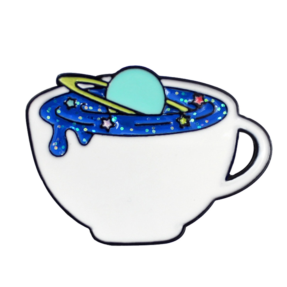 YOML✔Creative Unisex Space Coffee Cup Enamel Brooch Pin Bag Cap Jacket Badge Jewelry