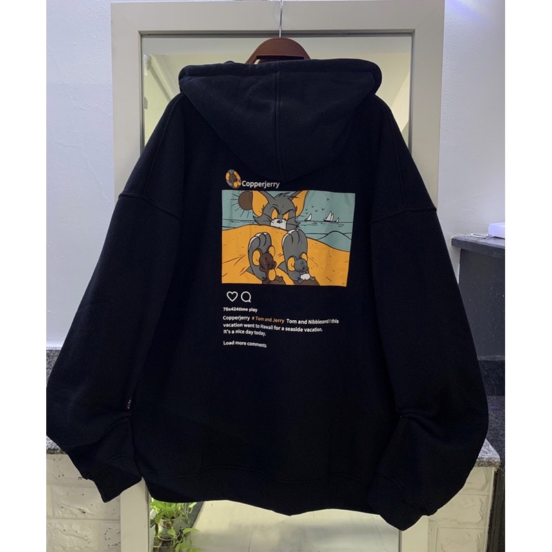 Áo hoodie hình mèo Tom chất nỉ bông