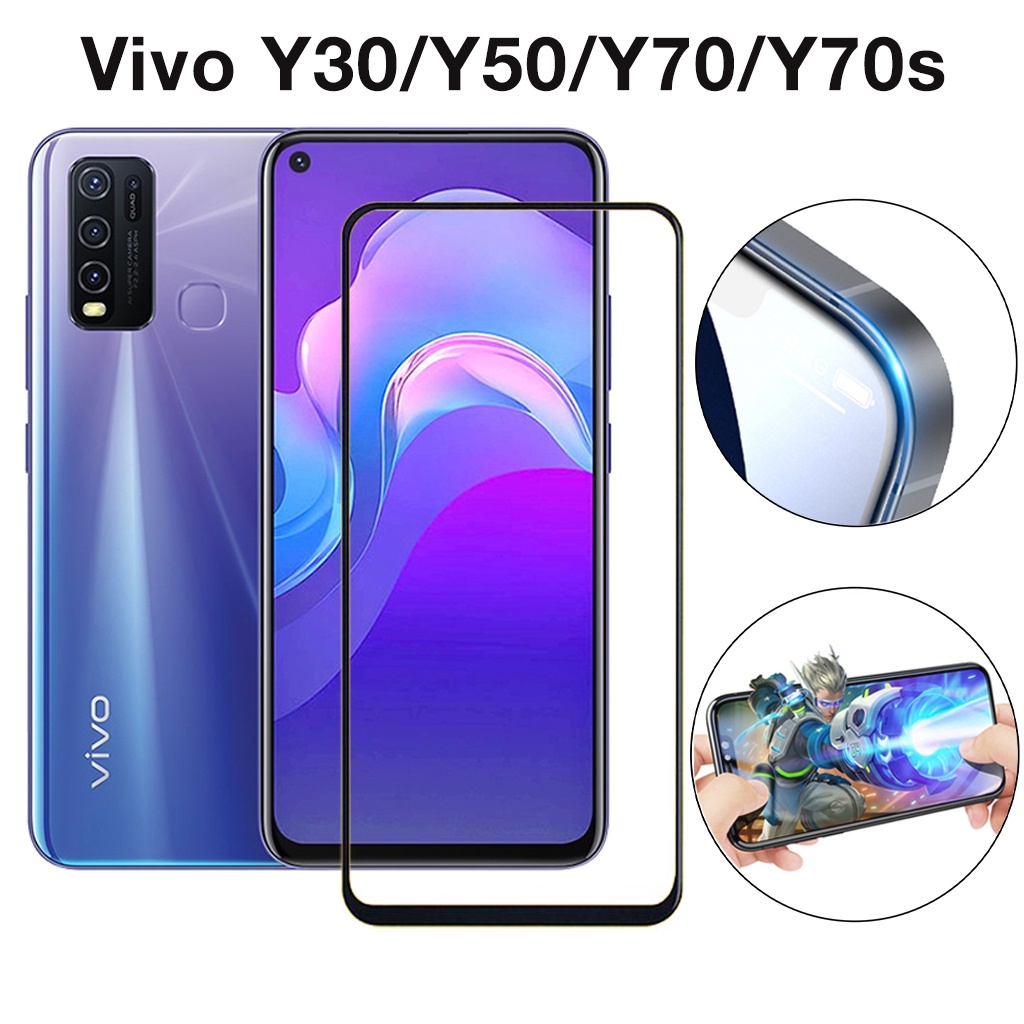 Kính Cường lực Vivo Y30 Y50 Y70 Y70s full màn cao cấp chống trầy xước màn tặng kèm khăn lau màn hình Kính [9D]