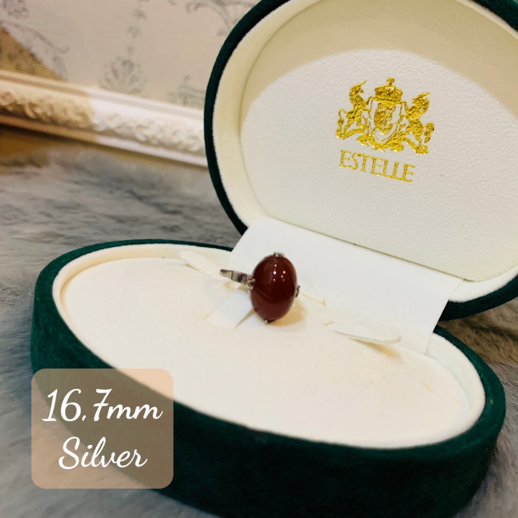 N33. Nhẫn Agate vintage oval đỏ đô | Độc lạ | Vintage Necklace|| Si Nhật | Japan | 2HAND | trang sức nhật bản