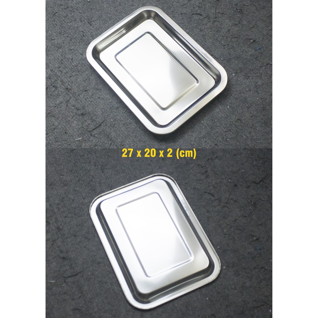 Khay inox cao cấp nhiều kích cỡ sâu 2cm