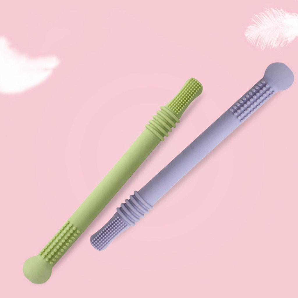 1 Bàn Chải Đánh Răng Silicone Cấp Thực Phẩm An Toàn Cho Bé Từ 3-12 Tháng Tuổi