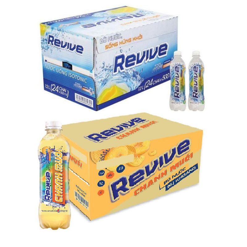 [freeship70k] Thùng 24 chai revive chanh muối 390ml và thùng 24 chai revive 500ml