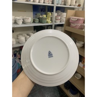 Đĩa tròn vân kẻ Bát Tràng 8 inch