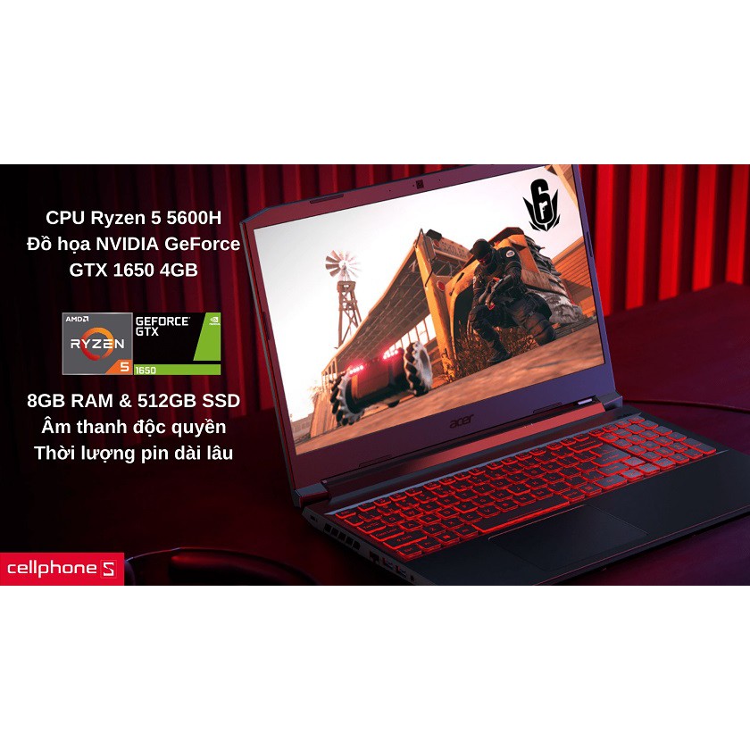 [Mã ELBAU7 giảm 7%] Laptop Acer Nitro 5 2021 AN515-45-R86D (Ryzen 7-5800H + RTX 3060 6GB)