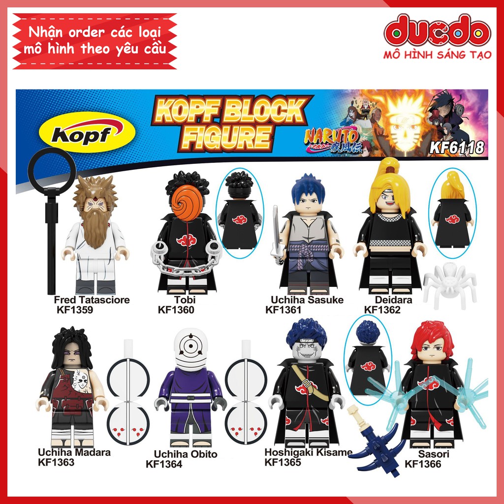 Minifigures các nhân vật Naruto, Sasori, Obito, Madara - Đồ chơi Lắp ghép Xếp hình Mô hình Mini Kopf KF6118