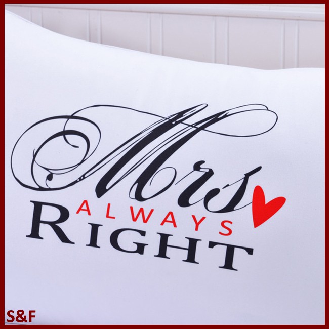1pair Simple Mr Mrs Right Patern For Printing Pillows Lovers