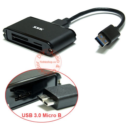 Đầu đọc thẻ - Reader SSK SCRM630 USB 3.0 Chính hãng (MicroSD, SD, CF)